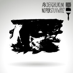 Black brush stroke and texture. Grunge vector abstract hand - painted element. Underline and border design.