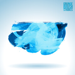 Fototapeta premium Blue brush stroke and texture. Grunge vector abstract hand - painted element. Underline and border design.