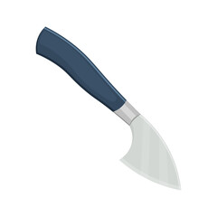 A knife for cutting hard cheese with a small blade and a dark handle.Vector illustration isolated on white background.