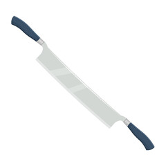 Kitchen Dutch knife for slicing large heads of hard cheese with a large blade and two handles illustration, isolated on white background.