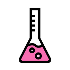 Glass flask with a chemical solution. Element for laboratories, science and education. Icon on white background.