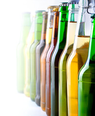 colorful beer bottle  close-up,