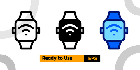 smart watch icon with three style and isolated sign symbol vector illustration high quality for banner, poster, social media, presentation, and website