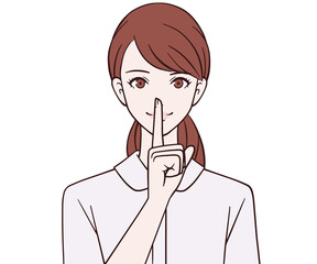 人差し指を口に当てる看護師