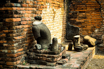 Ancient temple ruins of ayutthaya in Thailand - 429592029