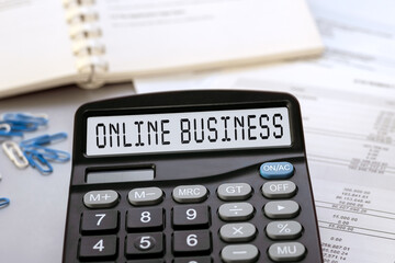 ONLINE BUSINESS - concept of text on calculator display