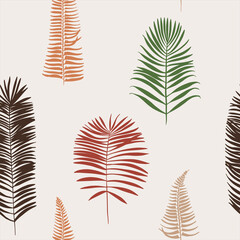Pattern tropics leaves vector modern. Color beige green, trend ornament