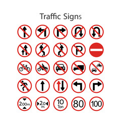 Prohibition sign icons collection, set of vector illustration isolated on white. Red forbidden circle.