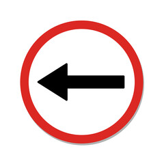 Traffic sign is turn left. Isolate on white background label.