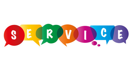 Service as a compound word in colorful speech bubbles
