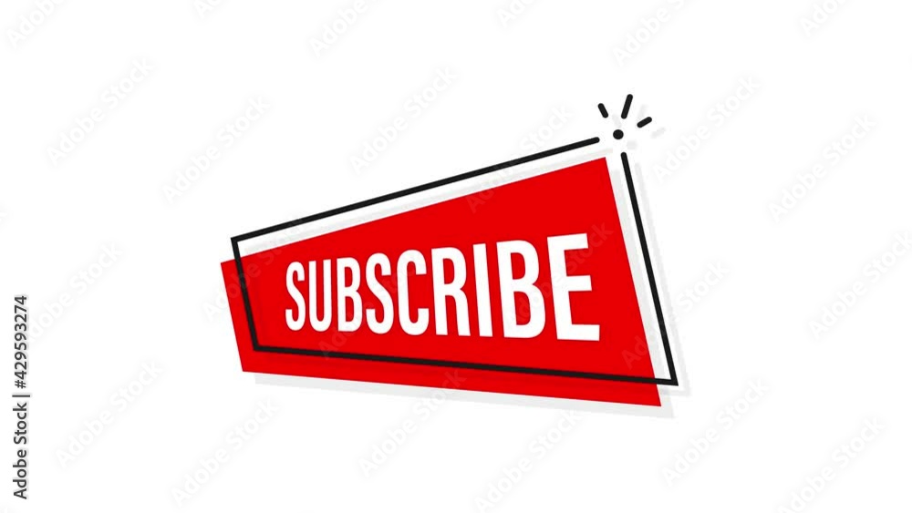Poster red rounded subscribe button on white background. motion graphics.