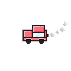 Car pixel art. Car cartoon. Vector illustration.