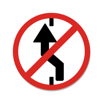 No Changing To Left Lane Traffic Sign.