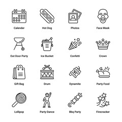 Party Outline Icons - Stroked, Vectors