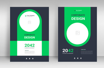 green color Scheme Background Business Book Cover Design Template in A4. Can be adapt to Brochure, Annual Report, Corporate Presentation, Portfolio, Flyer,  Magazine, Poster, Banner, Website. 