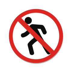 Walking prohibited symbol. Sign indicating the prohibition or rule. Warning and forbidden. Flat design.