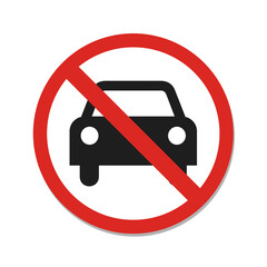 Car prohibited symbol. Sign indicating the prohibition or rule. Warning and forbidden. Flat design.