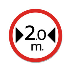 Prohibition road sign. Traffic prohibited to vehicles of a width greater than 2.0 meters