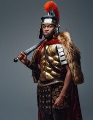 Roman legionary with fur and sword