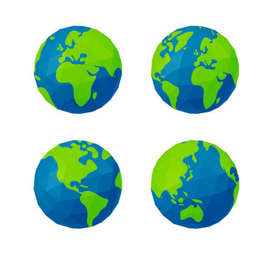 Vector Illustration set of polygonized earth ( globe )