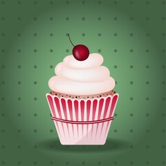 Pretty creamy cupcake with a cherry on the top