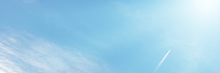 Blue sky with white cloud. The summer heaven is colorful clearing day Good weather and beautiful nature in the morning.