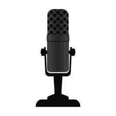 Vector of a black retro microphone for podcast