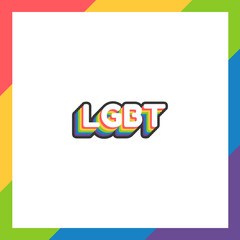Pride day labels or sticker with text in flat design on white background. Rainbow colors. LGBT