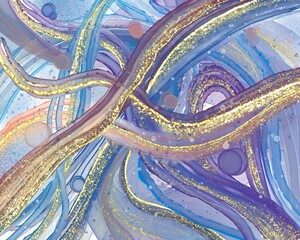 Luxury abstract painting in fluid art technique