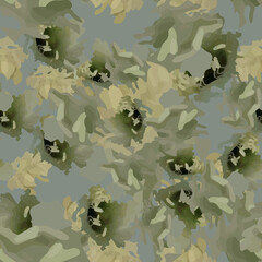 Forest camouflage of various shades of green, grey and beige colors