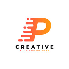 Initial Letter P Fast Speed Logo. Alphabet Suitable for Fast, Power, Flash, Identity, Moving and Speed.