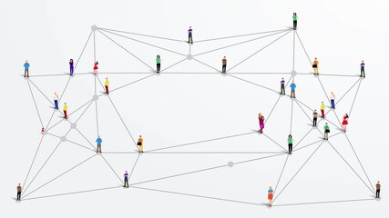 Animation of lines and dots connecting people. Global network connections and social networking concept. 4K Motion Design Video. - Powered by Adobe