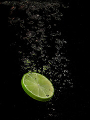 Lime slice in water