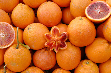 Sicilian blood oranges are a typical fruit of the Catania area and are grown in the flat area near...