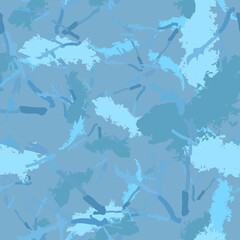 Winter camouflage of various shades of blue and sky blue colors