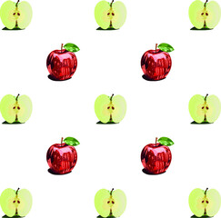 Seamless apple background - vector pattern