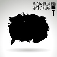 Black brush stroke and texture. Grunge vector abstract hand - painted element. Underline and border design.