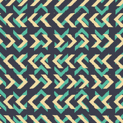 Vector yellow green chevrons dark seamless pattern