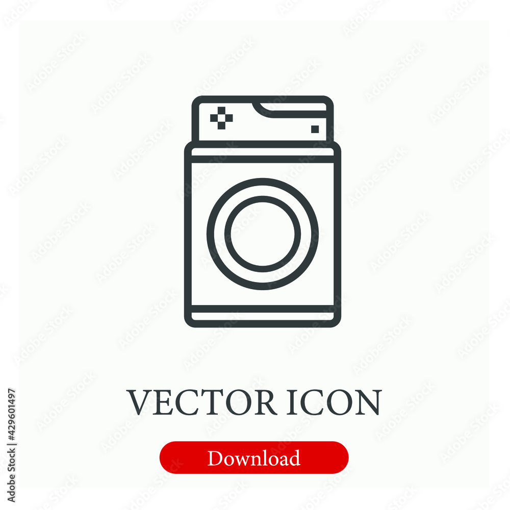 Poster washing machine vector icon. editable stroke. linear style sign for use on web design and mobile app