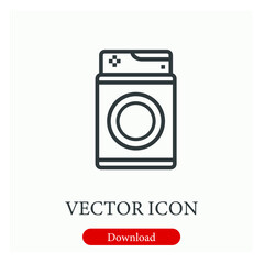 Washing machine vector icon.  Editable stroke. Linear style sign for use on web design and mobile apps, logo. Symbol illustration. Pixel vector graphics - Vector