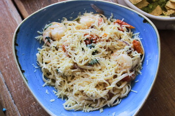 pasta with pesto.