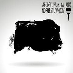 Black brush stroke and texture. Grunge vector abstract hand - painted element. Underline and border design.