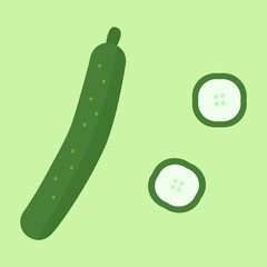 シンプルなきゅうりのイラスト フラットデザイン