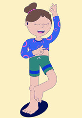 Sport lifestyle concept of women doing yoga and stretching in flat vector illustration. Cartoon character of young female.