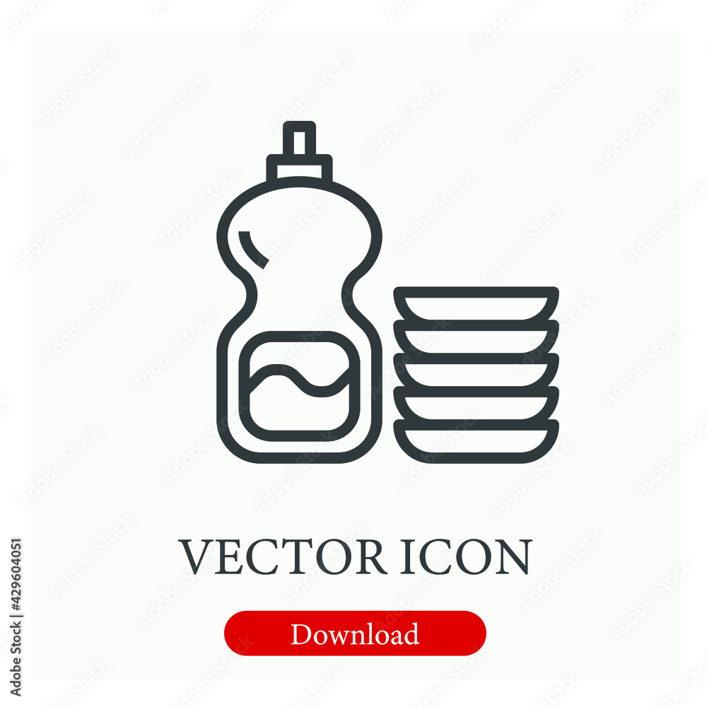 Poster clean bottle vector icon. editable stroke. linear style sign for use on web design and mobile apps, 