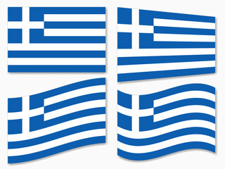 Obraz premium isolated Greece flag set waving by the wind shapes, element for icon, label, banner, button etc. vector design.