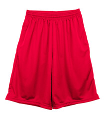 Blank jersey short pants color red front view on white background
