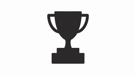 Trophy icon in flat style. Vector isolated black and white illustration