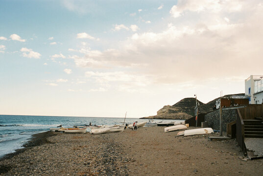 beach and sea with boats