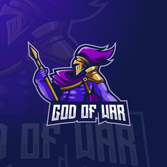 God of War e-Sport Mascot Logo Design Illustration Vector